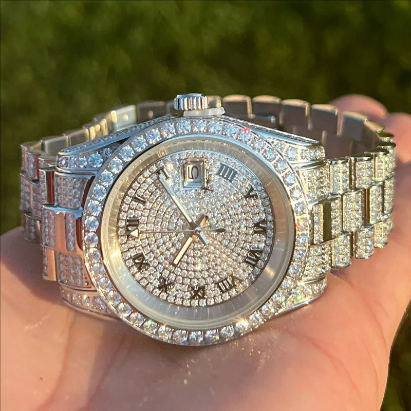 Luxury Shiny Diamond Watch for Women Men Gold Silver Quartz Watches Male Clock Dropshipping Rhinestone Wristwatch Gifts