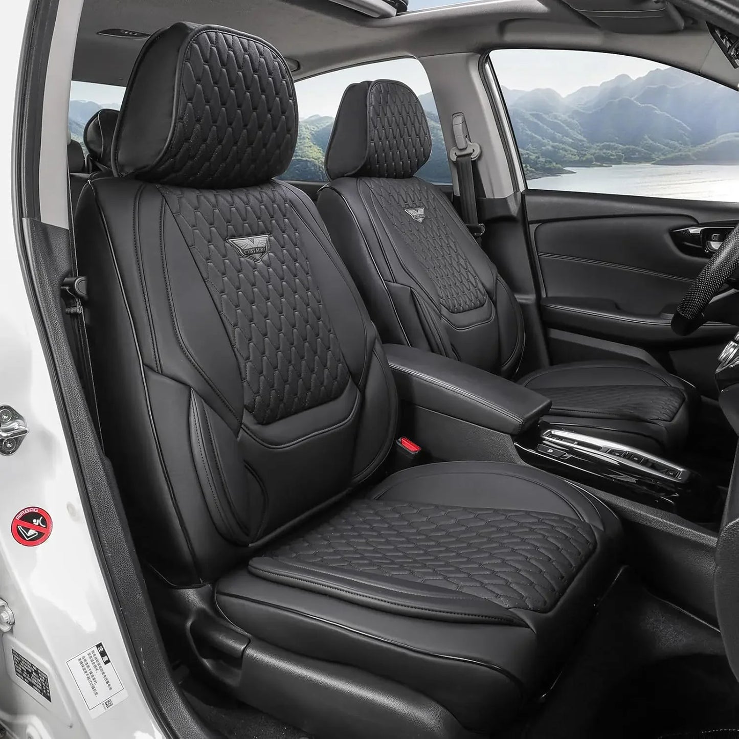 EKR Universal Car Seat Covers Full Set Waterproof Leather Auto Seat Protection All-Season Universal Fit Most Car Sedan SUV