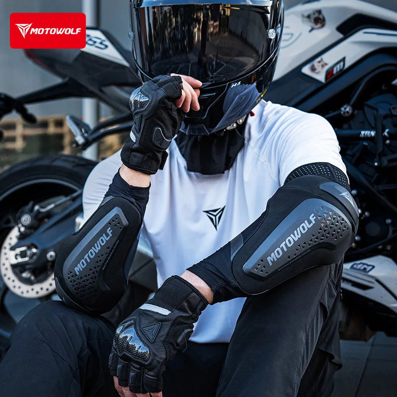 MOTOWOLF Motorcycle Elbow Pads CE Certified Arm Guards Impact Resistant Breathable Anti Slip Protector Dirt Bike Motocross MTB