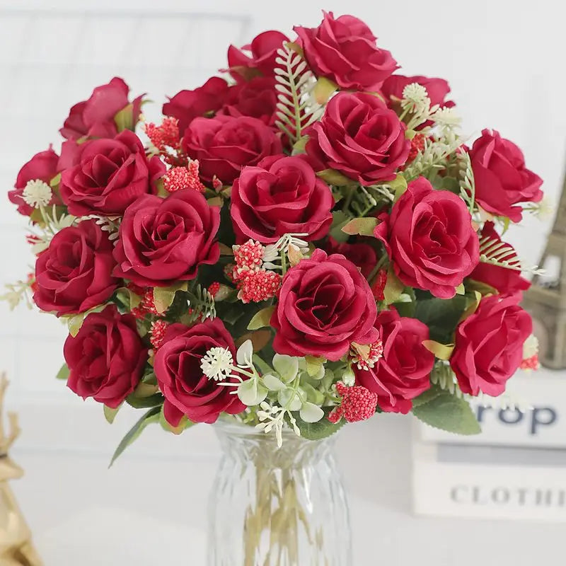 1/3Pcs Rose Artificial Flowers Bouquet Fake Flower for Home Room Decor Garden Wedding Marriage Decoration Bride Bouquet Ornament