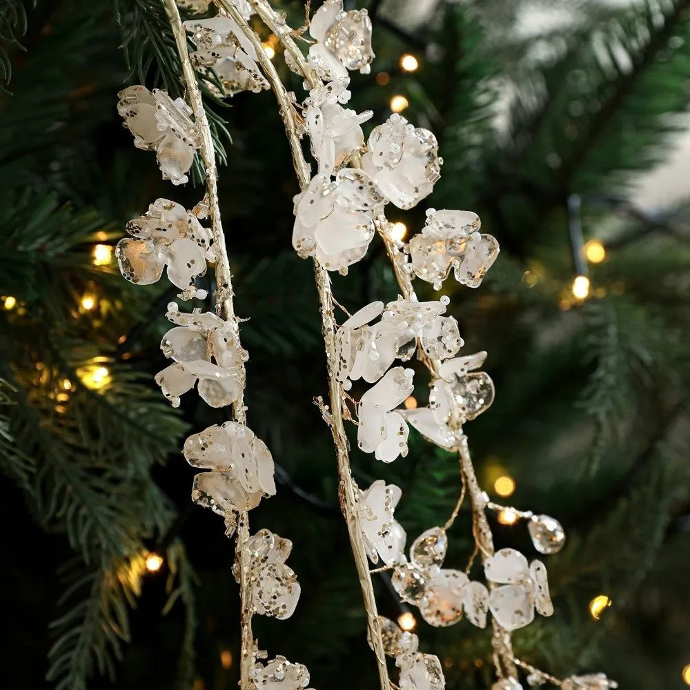 Crystal Bud Crystal Tree Branches Weeping Willow Long Branch Crystal Bud Branches Transparent Bead Sparkling Xmas Tree Ornament