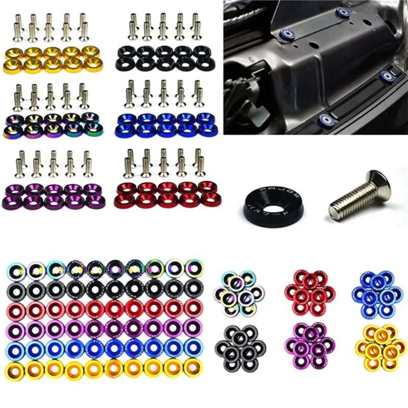1Set Billet Aluminum Fender Bumper Washer Bolt Engine Bay Screw Dress Up Kit JDM M6x20mm Bolts  2026   NEW
