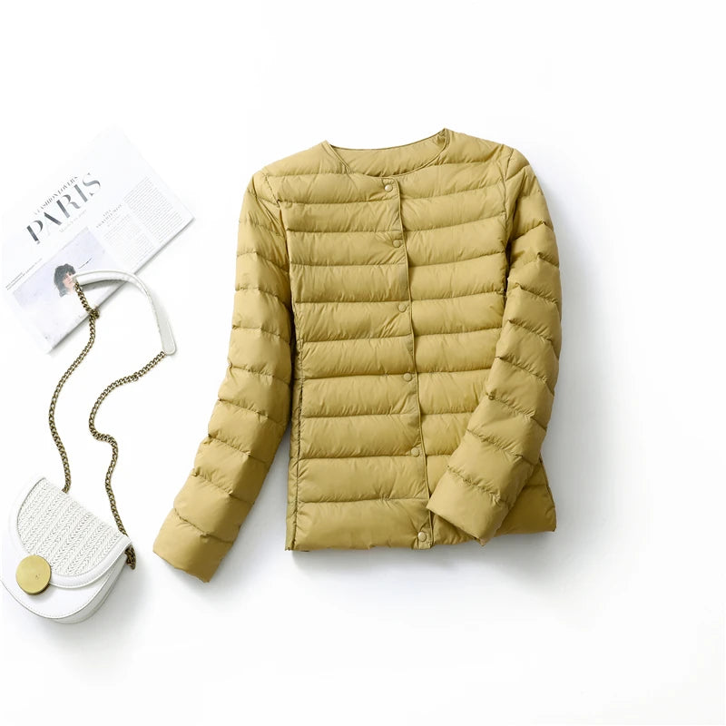 2023 New Arrivals Autumn Winter Warm Women White Duck Down Slim Jackets Female Fashion Ultra Lightweight Packable Puffer Coats