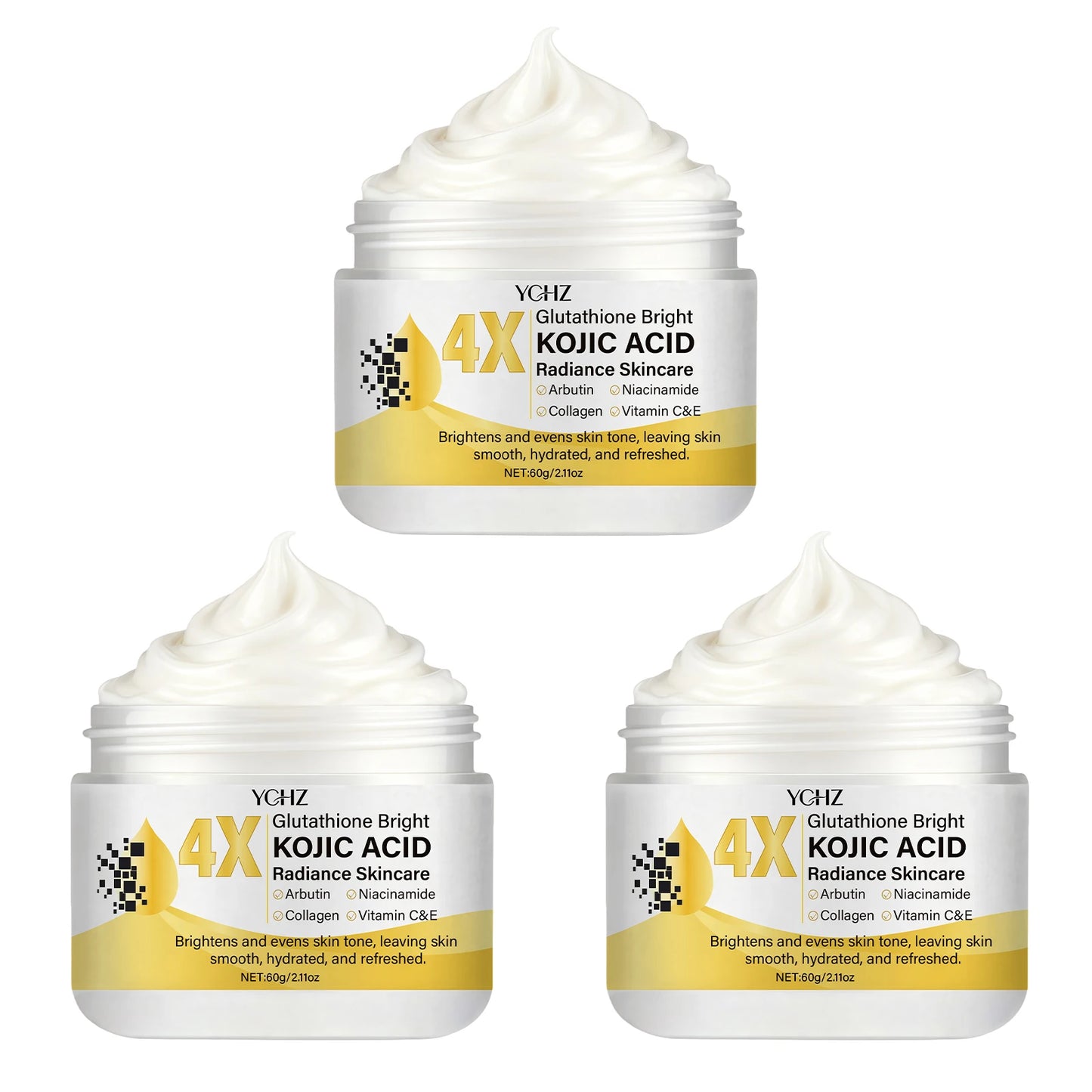 Kojic Acid Cream, Evens Out Skin Tone, Eliminates Dark Spots and Dullness - Non-Greasy, Suitable for Both Men and Women - Whitening and Moisturizing Cream, for Day and Night Use - 60g