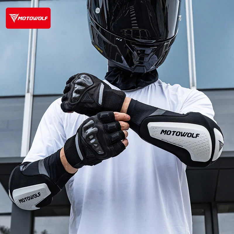 MOTOWOLF Motorcycle Elbow Pads CE Certified Arm Guards Impact Resistant Breathable Anti Slip Protector Dirt Bike Motocross MTB