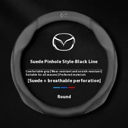 Suede Leather Car Steering Wheel Cover Sports style For Mazda 3 5 6 SKYACTIV Axela Atenza MX5 BT50 CX30 CX5 CX7 CX8 CX9 RX7 RX8