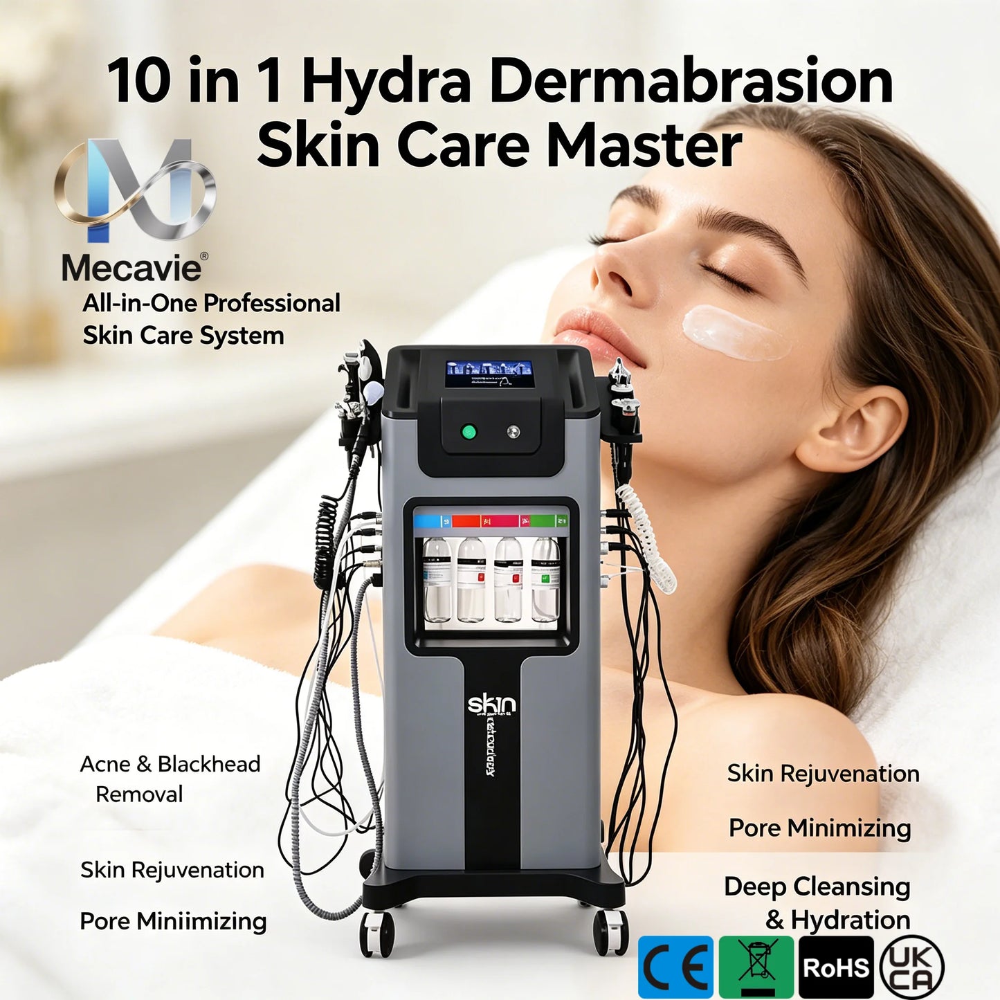 High-Efficacy Spa Skin Care Apparatus 10 in 1 Combined Hydro Dermabrasion and Aqua Peeling Technology It Integrates Deep Facial Cleansing, Skin Tightening, Face Lifting, and Skin Rejuvenation Features Secure Soft Treatment Pr