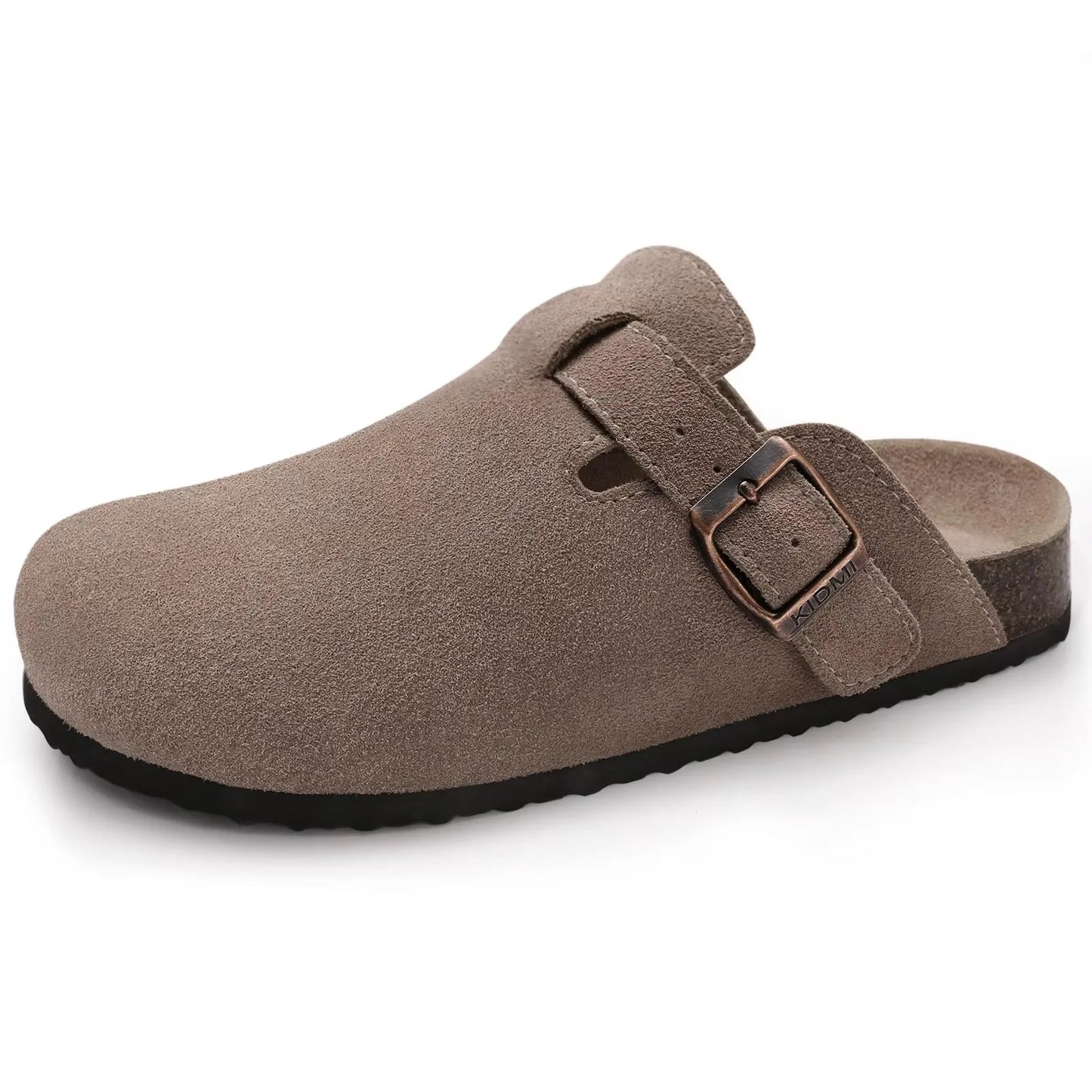 Asgard Women Cork Sole Clogs Slippers Fashion Cow Suede Flat Mules With Adjustable Buckle Men Leather Potato Shoes Beach Sandals