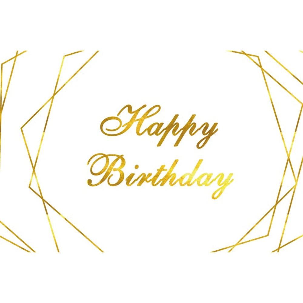Happy Birthday Backdrop Gold Frame Frame Flower Butterfly Baby Shower Adult Anniversary Birthday Party Photography Background