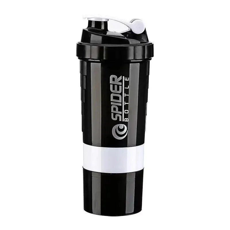 1pc Portable Protein Shaker Cup with Powder Storage Container 500ml Mixer Cup Gym Sport Water Bottles with Wire Whisk Ball