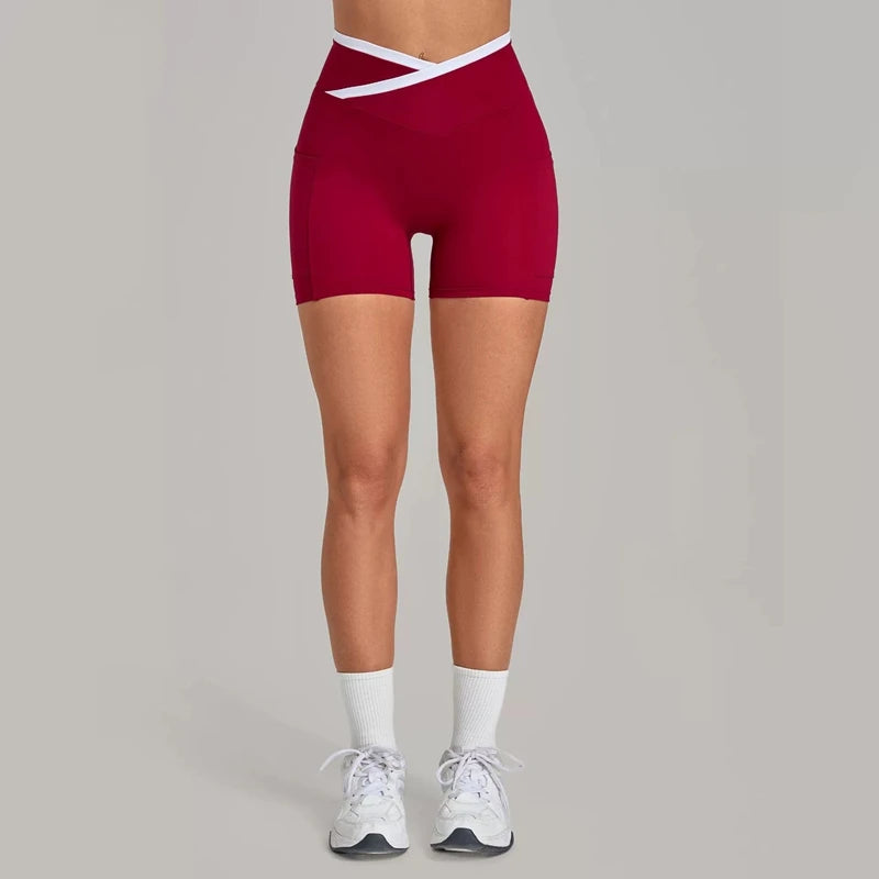Wholesale Running Gym Shorts for Woman Sportswear Pilates Yoga Clothes Fitness and Training Apparel Activewear Red Purple 12197