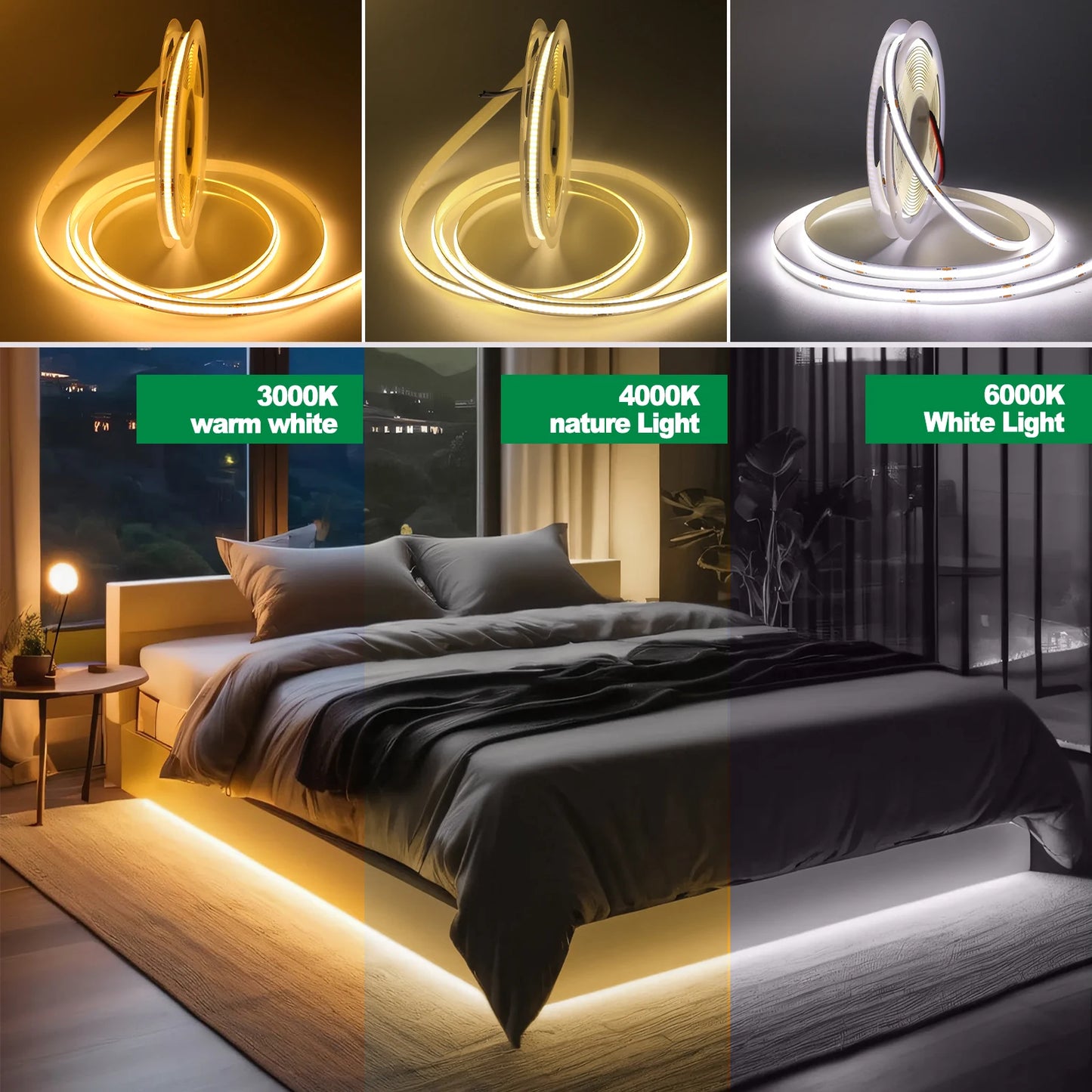 3MM 5MM 8MM COB LED Strip 5V 320LEDs/m PIR Motion Sensor Flexible Tape USB/Battery Powered Under Cabinet Kitchen Lighting Strip