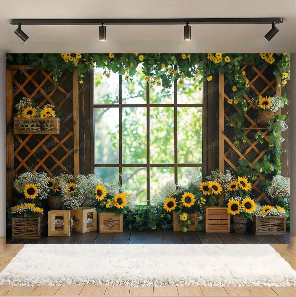 Sunflower Backdrop Photography Yellow Flower Wall Bee Garden Autumn Baby Shower Portrait Wedding Birthday Background Photo Props