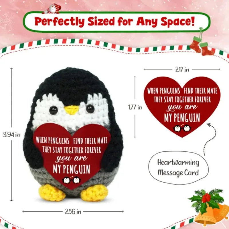 Positive Penguin Crochet Christmas Anniversary Romantic Gifts for Women Men Birthday Stocking Stuffers Gifts for Couple