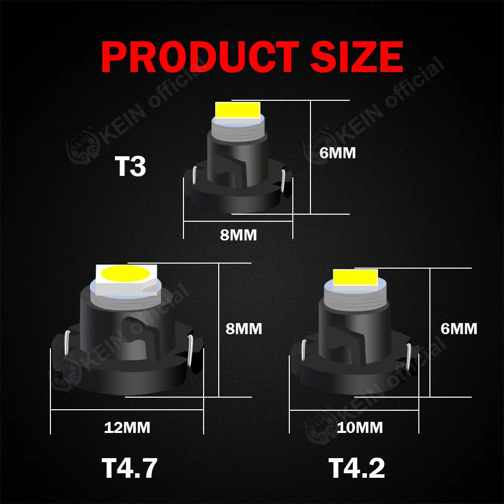 KEIN 10PCS 12V 24V T3 T4.2 T4.7 T5 B8.5D B8.4 B8.4D B8.3 B8.5 T4 509T bX8.4d W3W Led Bulb Instrument Dashboard Car Truck Light