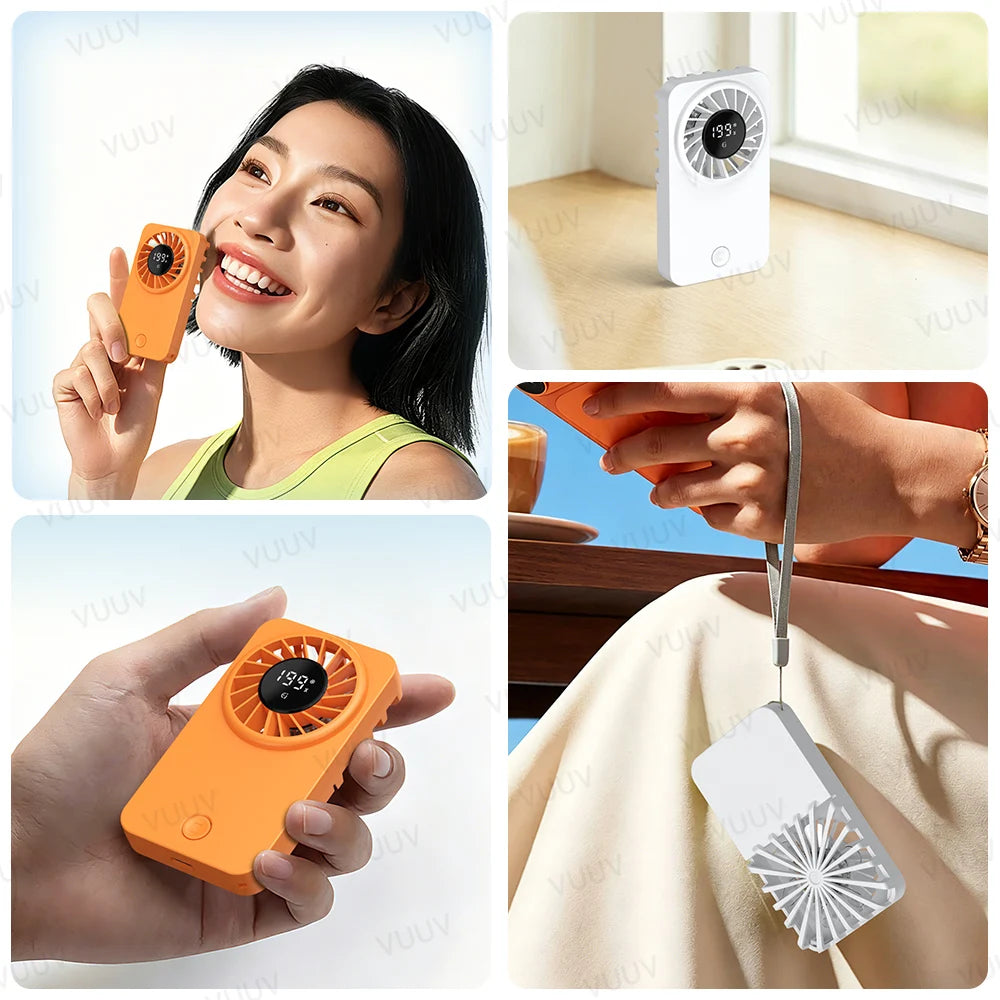VUUV Portable Handheld Mini Fan 5 Speed Adjustable Type-C Rechargeable Fan Pocket Fan Outdoor