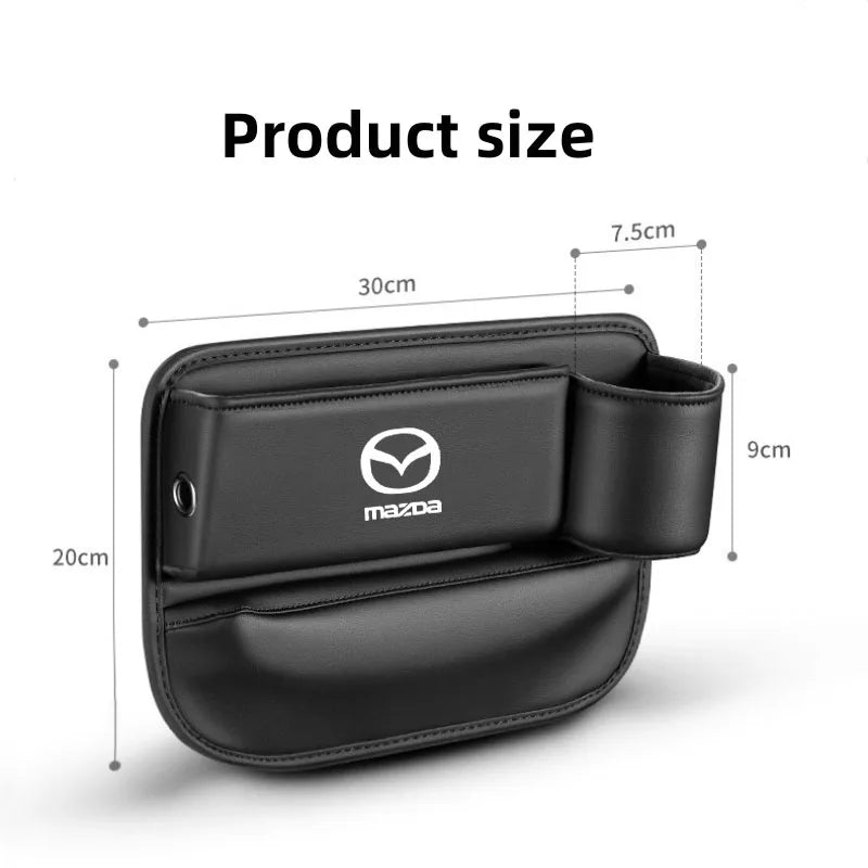 Leather Car Seat Storage Box Slit Gap Filler Cup Holder for Mazda Axela Atenza CX9 MX3 MX5 RX8 RX7 MX30 CX30 Auto Accessories