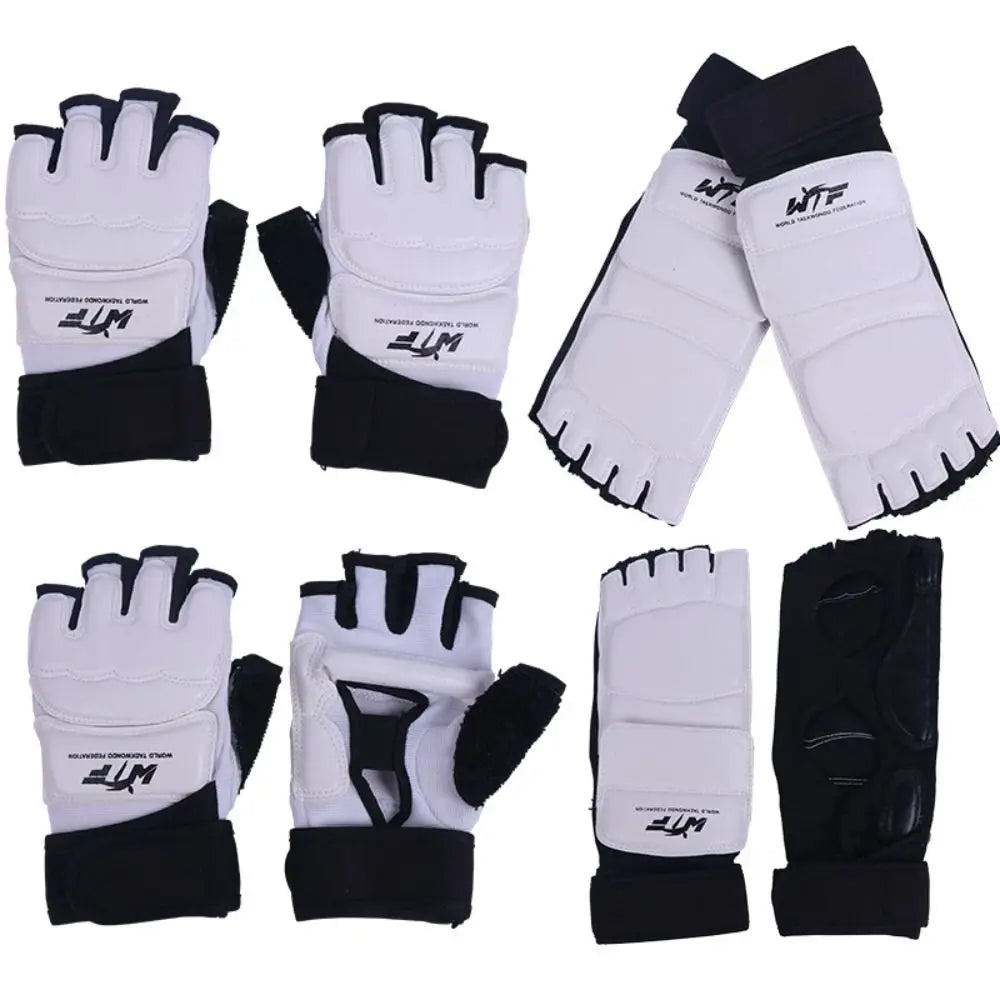 Half Finger Boxing Gloves PU Leather Karate Muay Thai Training Workout Gloves Foot Protector Punch Bag Training Gloves