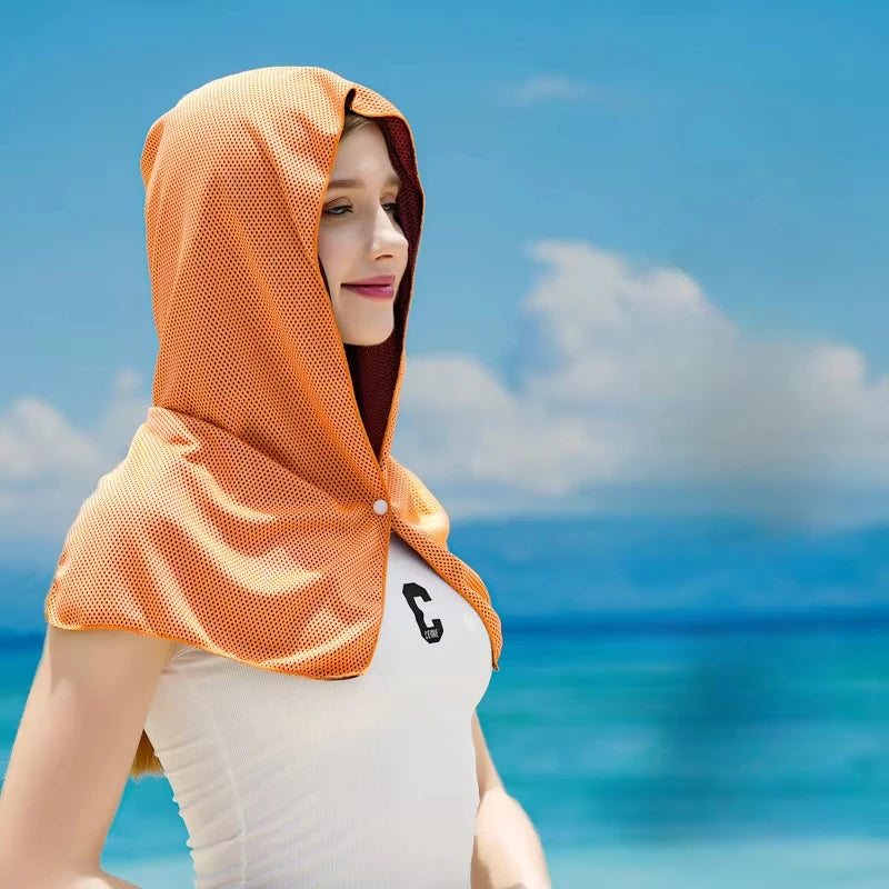 Cooling Hoodie Towel - UV Protection, Quick Drying, Perfect for Sports, Camping, Workouts, Cycling, Golf, Running, Hiking, and F