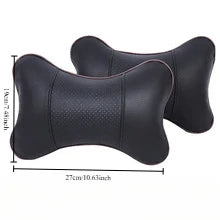 2Pcs PU Leather Knitted Car Pillows Headrest Neck Rest Cushion Support Seat Accessories Auto Black Safety Pillow Universal Decor