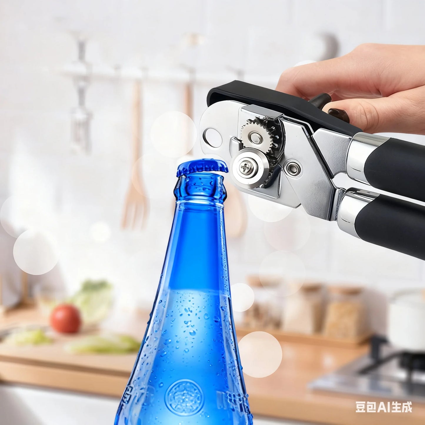 Classic Multifunction Can Opener and Bottle Opener Easy to Use, Razor Sharp Stainless Steel Cutting Wheel, Soft Ergonomic Handle