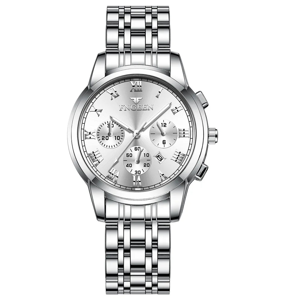 FNGEEN Luxury Quartz Watch Women Elegant Stainless Steel Watch Luminous Waterproof Date Wristwatch Ladies Dress Watch  Ms4006