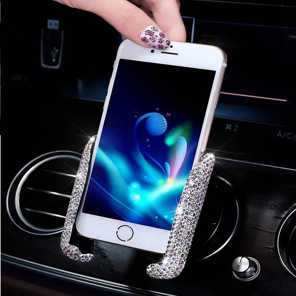 Stylish and Shiny Crystal Diamond Car Phone Holder 360° Rotatable Universal Fit for Secure Grip and Stylish Upgrades