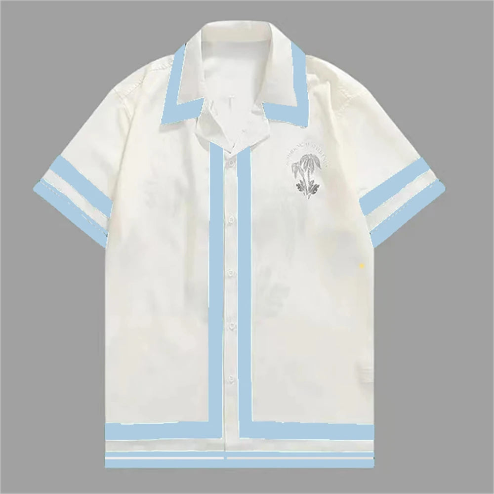2025 Men's Short Sleeve Shirts Fashion Shirts Hawaiian Casual Comfortable Vacation Travel Oversized Tops camisa blanca hombre