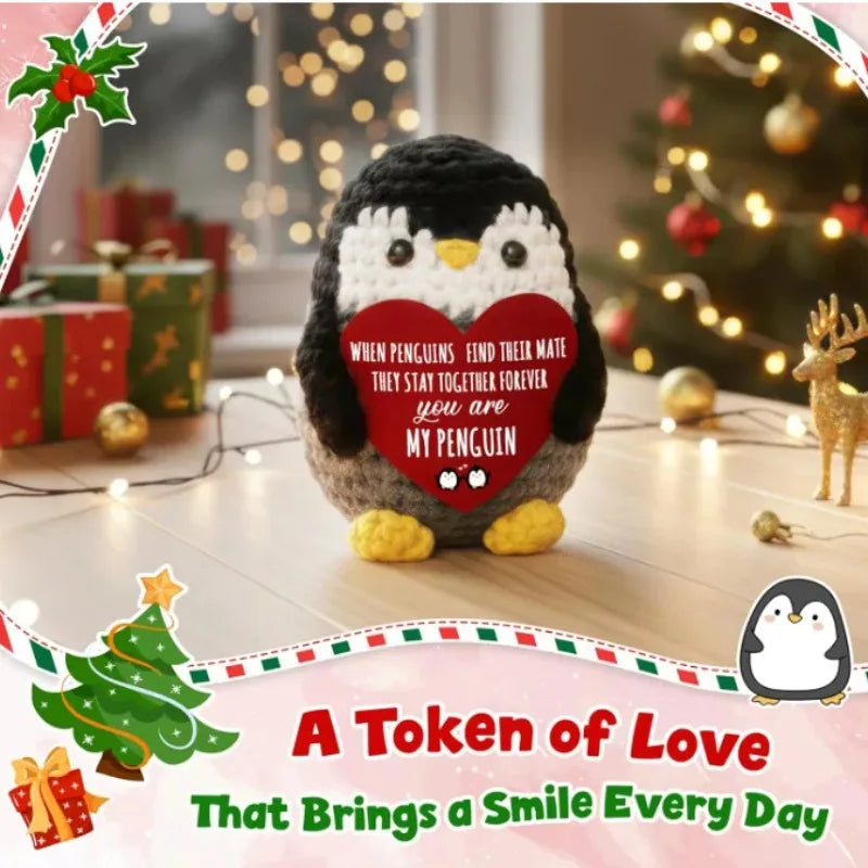 Positive Penguin Crochet Christmas Anniversary Romantic Gifts for Women Men Birthday Stocking Stuffers Gifts for Couple