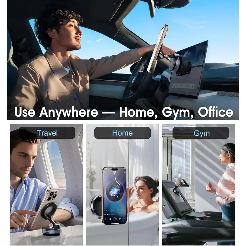 Folding Strong Magnet Magnetic Phone Holder 360° Rotation Desk Car Vacuum Suction Windshield Dashboard Mobile Holder