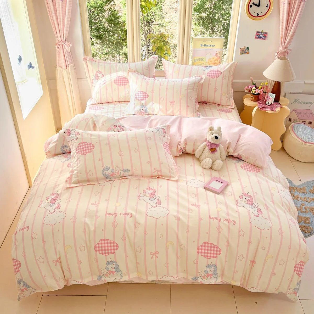 High Quality 100% Cotton Floral Duvet Cover Set Soft Breathable Queen King Bedding Set with Quilt Cover Fitted Sheet Pillowcases