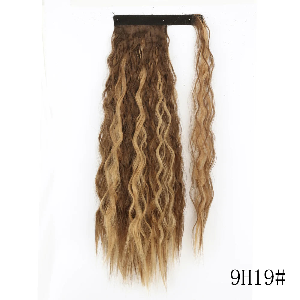 LISI GIRL Synthetic Hair 22''34'' Long Straight Ponytail Wrap Around Ponytail Clip in Hair Extensions Black Hairpiece Headwear