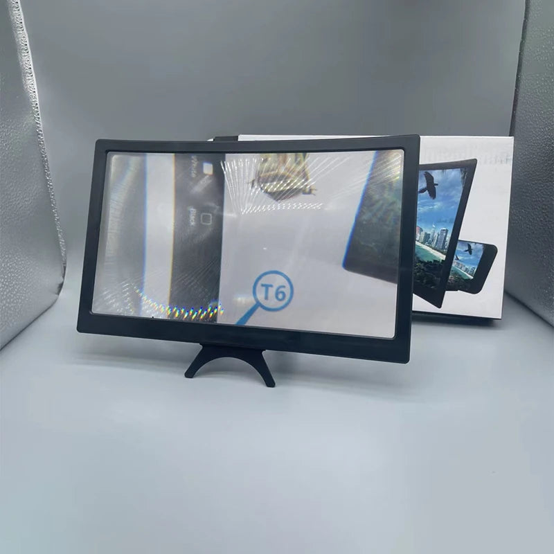【12 Inch Large Screen 3D HD Amplifier Curved Screen Mobile Phone Screen Magnifier Smartphone Video Amplifier Stand Holder】