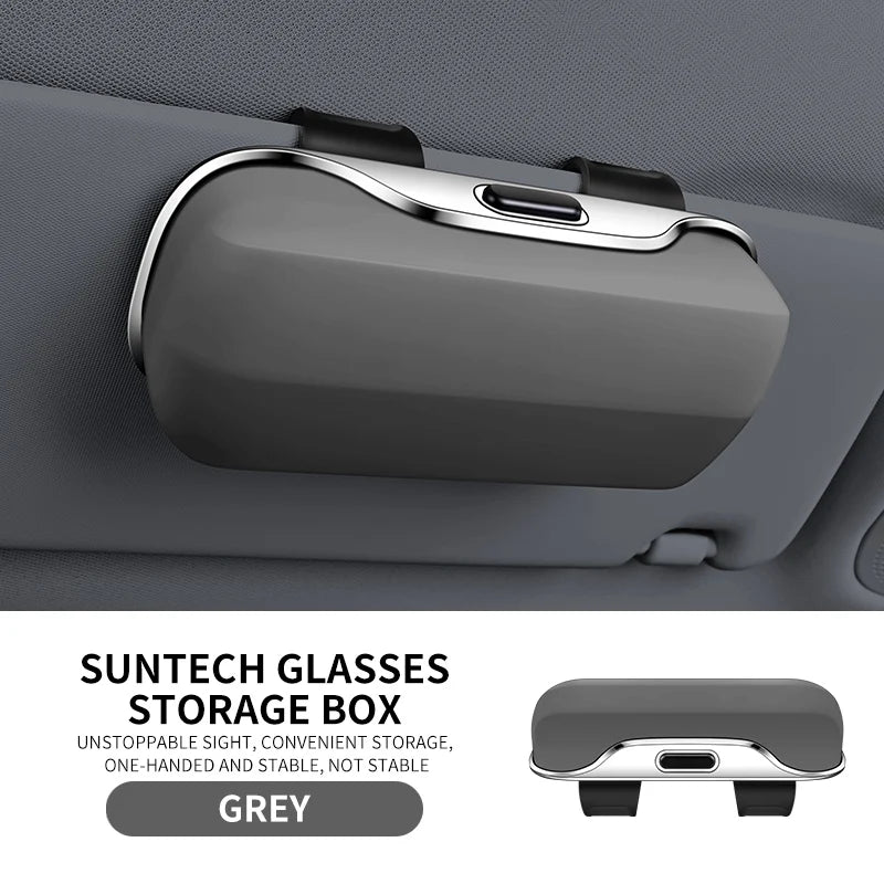 Multifunction Car Glasses Box Portable Car Sunglasses Holder Car Driving Glasses Holder Eyeglass Case Sun Visor For Model Y BMW