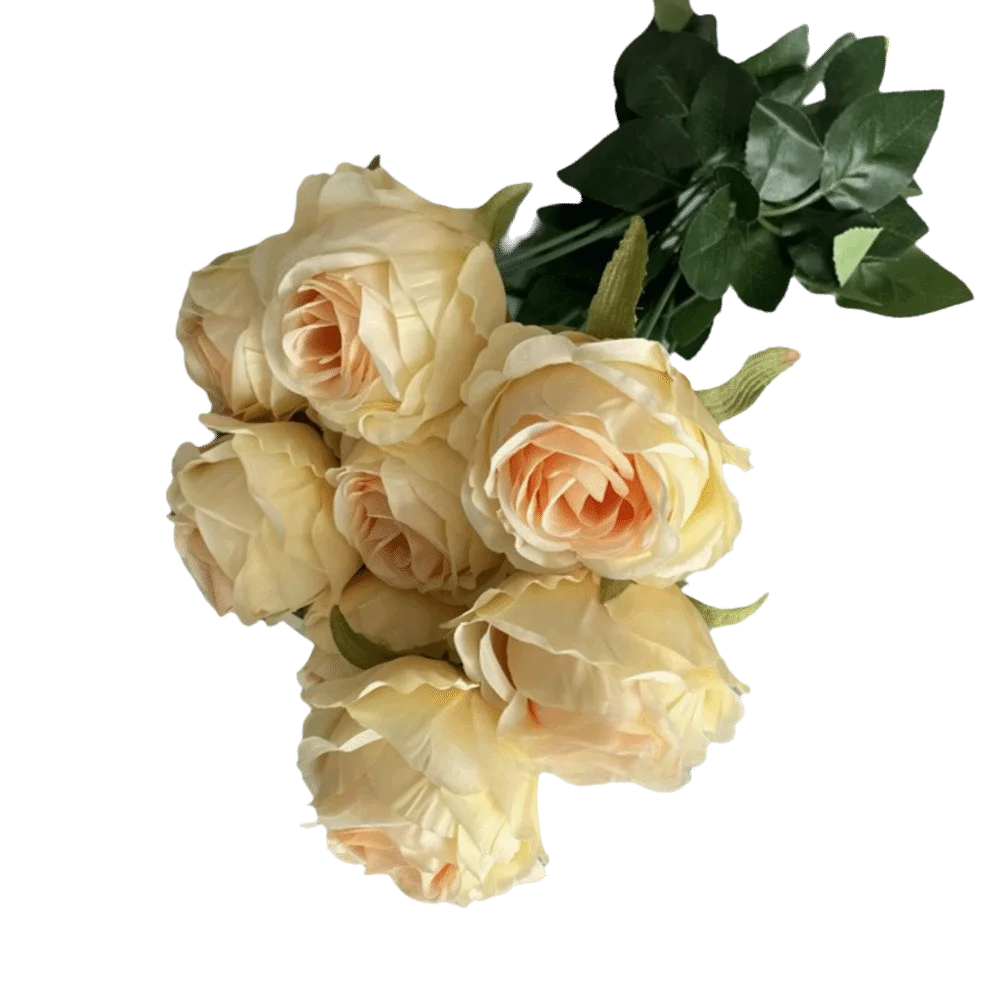 Multicolor Rose Artificial Flower 9 Heads Green Leaves Lifelike Flowers Desktop Ornament Photo Props Flower Bouquet Gift