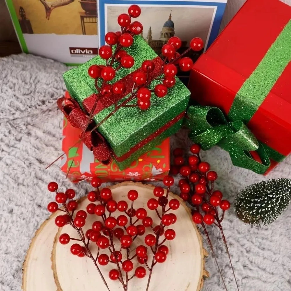 10Pcs Single Stem Artificial Poinsettia Flowers, Red Christmas Poinsettia Picks for Xmas Wreath Vase Floral Arrangement Decor