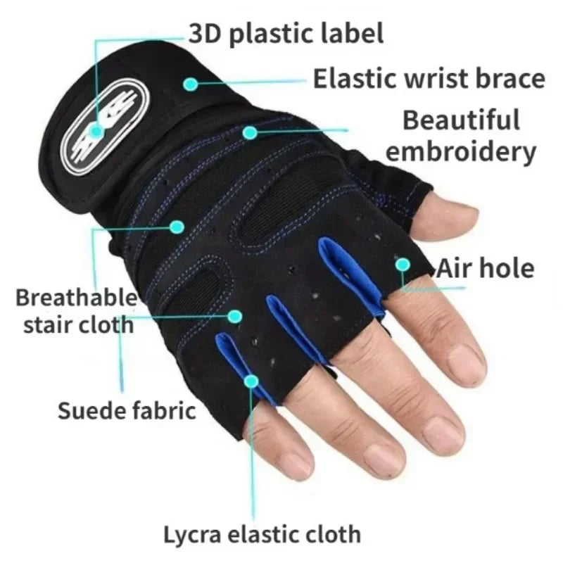 Fitness Half-finger Gloves Sports Exercise Men Women Protective Anti-slip Wrist Guard Barbell Cycling Equipment Training Gloves
