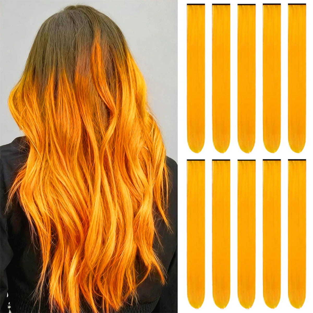6/12 PCS Hair Extensions Clip, 22in Colored Hair Extensions Party Highlights Long Straight Synthetic Hairpieces for Girls Cospla