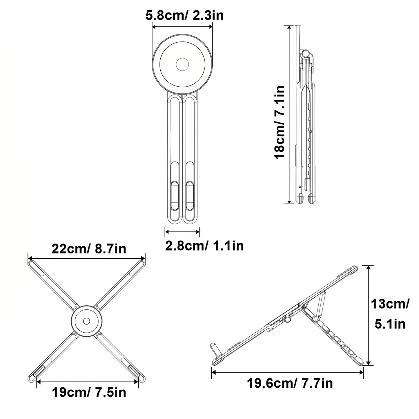 ABS Plastic Desktop 3IN1 Foldable Laptop Stand for Macbook iPad Handheld Magnetic Phone Holder for iPhone Rotate Tripod Bracket