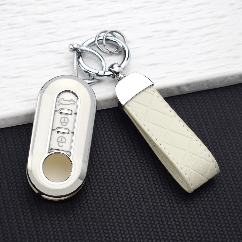 TPU Remote Car Key Shell Case for Fiat 500 Panda Punto Bravo Ducato Peugeot Boxer Citroen Jumper Auto Accessories