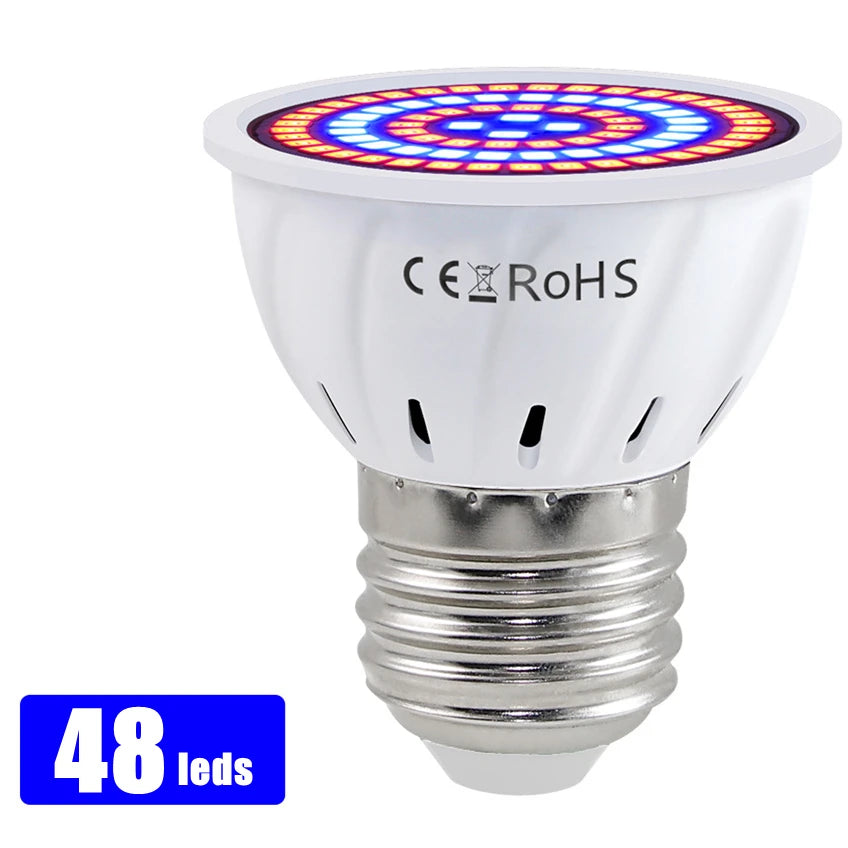 300~48Beads E27 Plant Growth Lamp Cup Red Blue Full Spectrum Indoor Planting Multi-specification Lamp Beads Lighting Light Cup