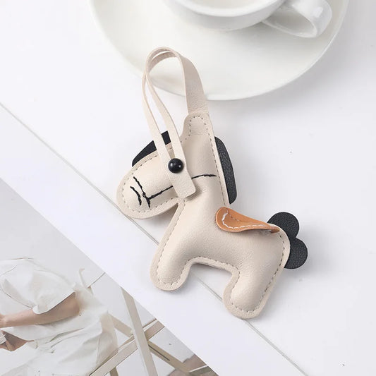 Simple PU Leather Pony Pendant Cute Cartoon Backpack Car Keychain Pendant Fashionable Clothing Accessories