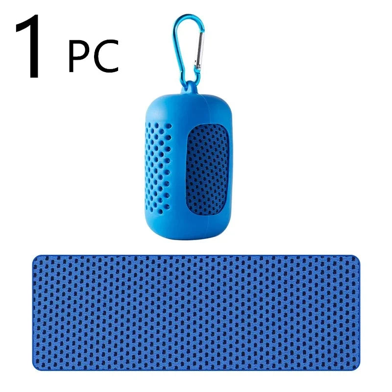 1Pcs Quick-Drying Sports Towel with Storage Box and Cooling Ice Blanket for Outdoor Fitness and Camping Cycling Hiking