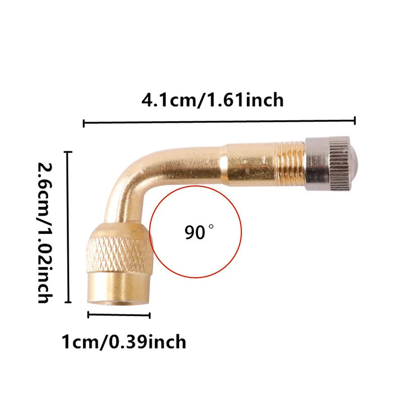 2pcs 90 Degree Motorcycle Angle Bent Valve Adapter Tyre Tube copper Valve Extension Adapter for Truck Car Moto Bike Accessories
