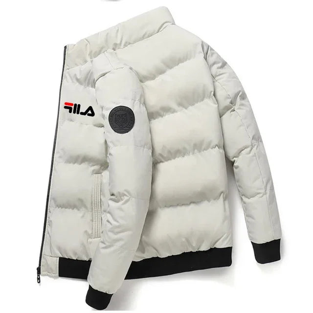 Fashion autumn and winter short men's thick warm coat, outdoor windproof new zipper printed men's casual jacket M-5XL