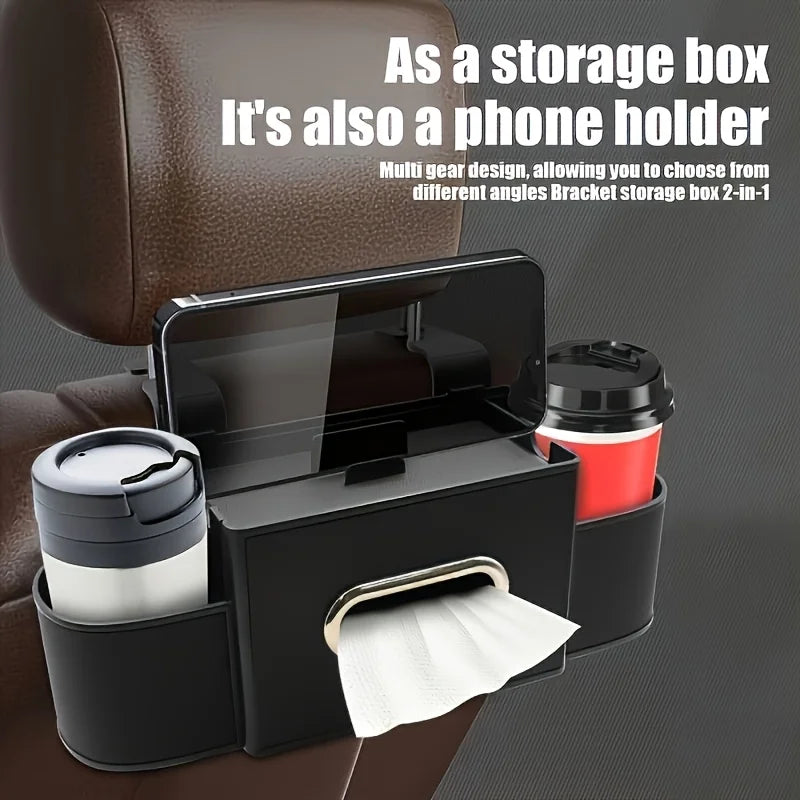 Car Seat Back Multifunctional Storage Box, Car Tissue Box, Phone Holder, Cup Holder, Car Rear Seat Backrest Storage Box