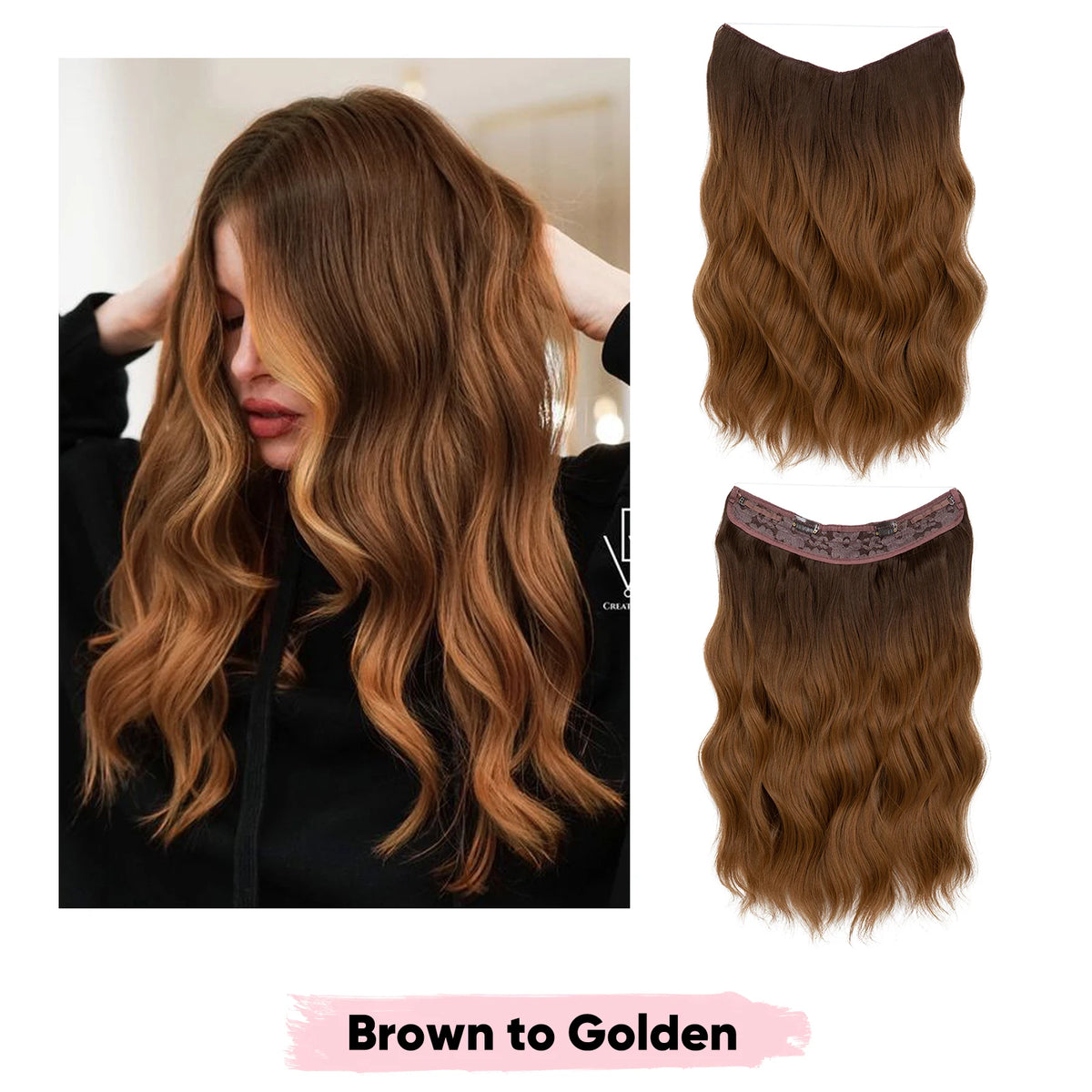 SARLA Synthetic Wave Invisible Wire Clip in Hair Extensions Fish Line With Clips Hairpiece Ombre Fake Hair Piece For Woman