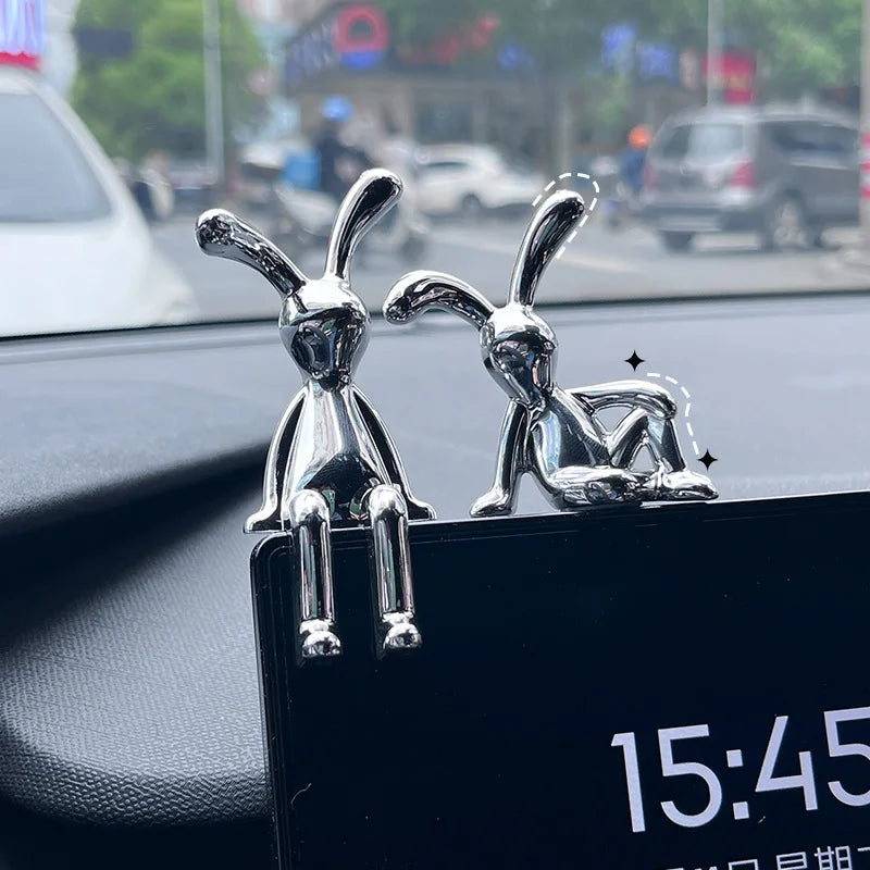 Cute car interior decoration fashion rabbit cartoon animal center console dashboard decoration ornaments car accessories