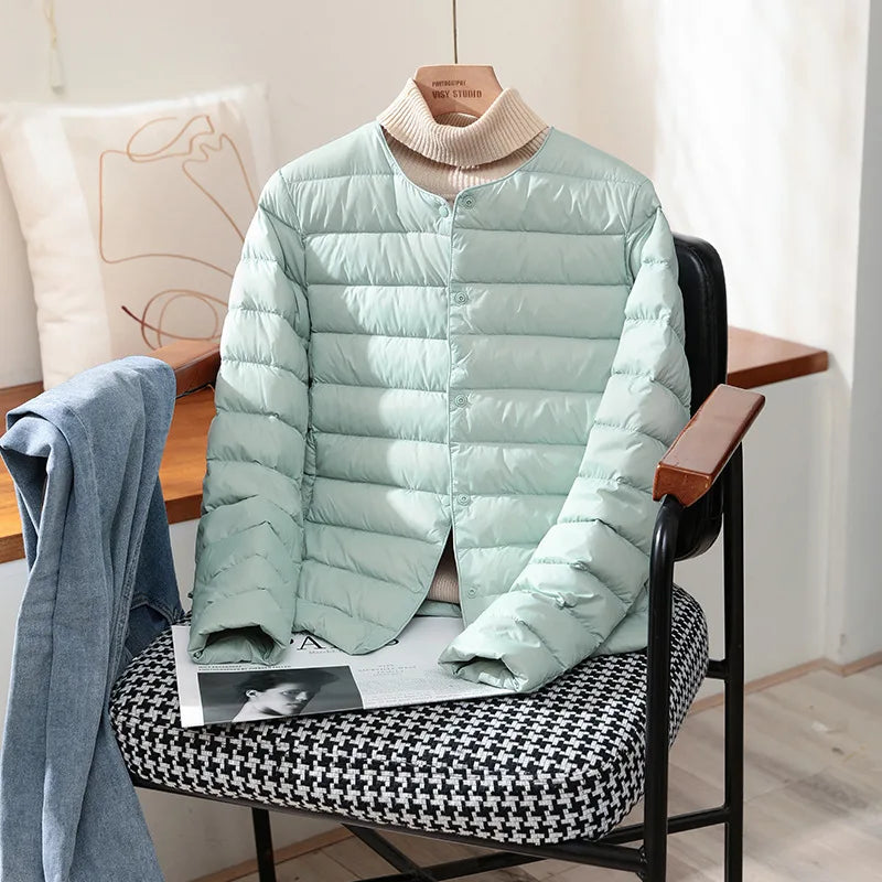 2023 New Arrivals Autumn Winter Warm Women White Duck Down Slim Jackets Female Fashion Ultra Lightweight Packable Puffer Coats