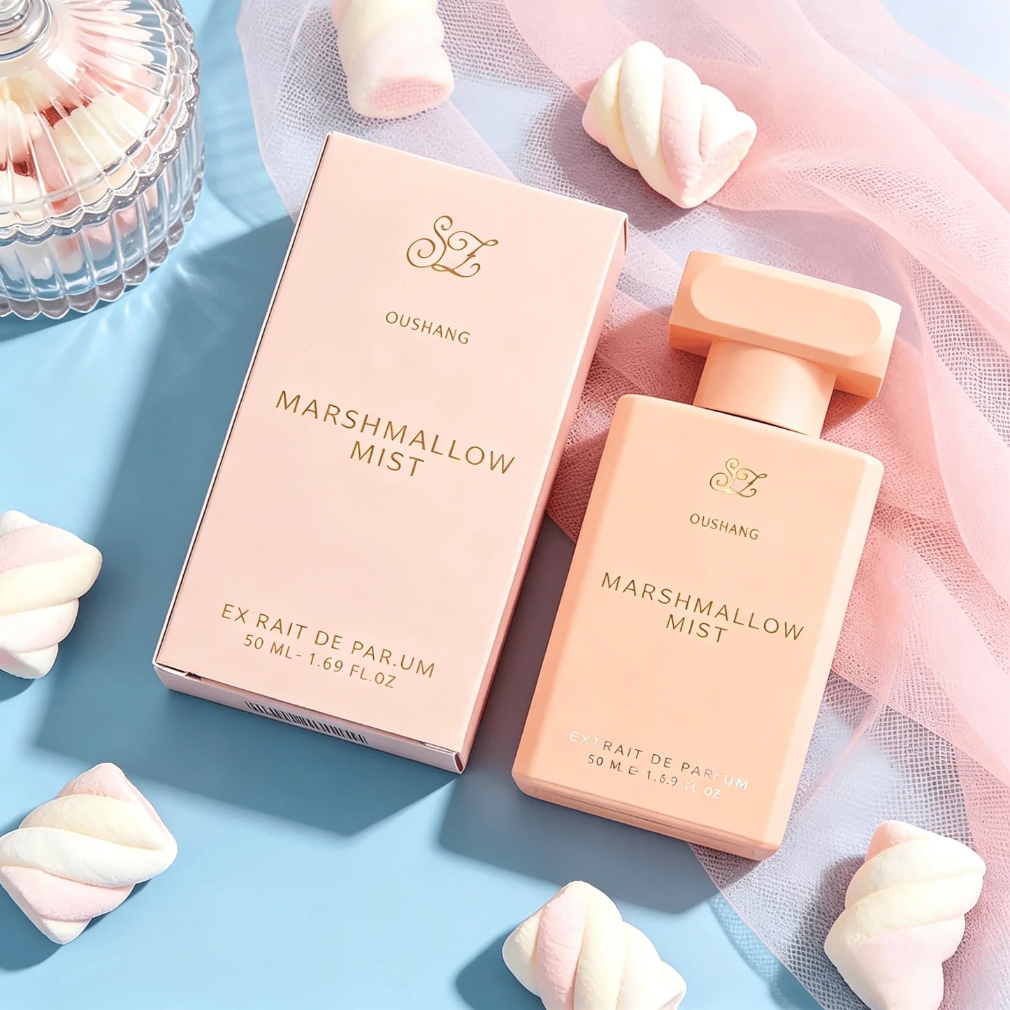 OUSHANG Marshmallow Mist Perfume for Women and Men, Sweet Gourmand Marshmallow Vanilla Scent, Cozy Dessert Fragrance, Long Lasting 8+ Hours Extrait de Parfum